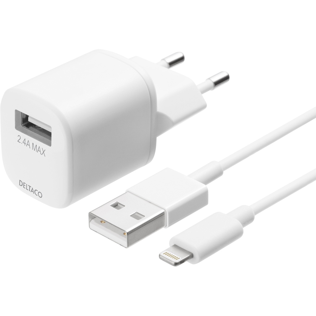 Väggladdare USB-A/Lightning 1m