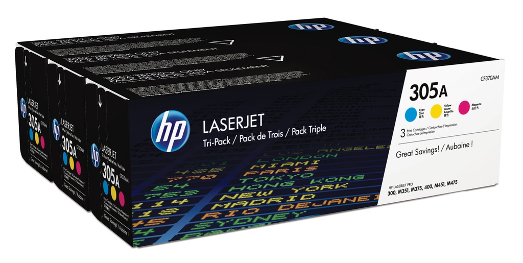 Toner HP 305A C/M/Y 3-pack