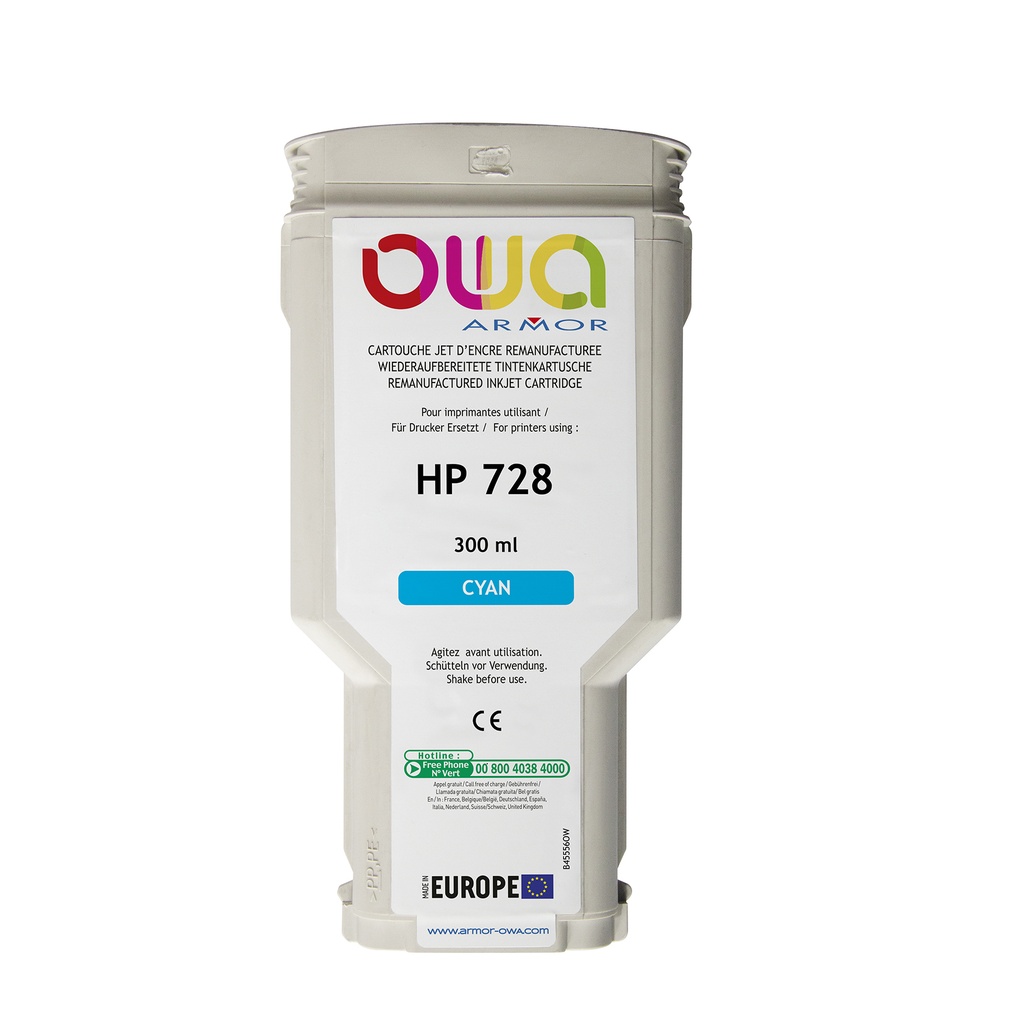 Bläck OWA HP 728 cyan 300ml