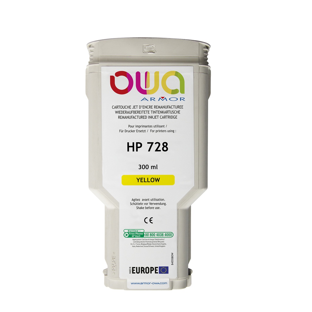 Bläck OWA HP 728 gul 300ml