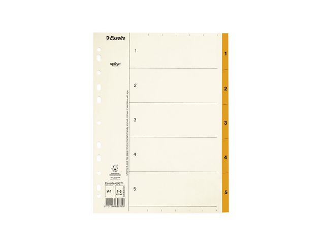 Pappregister Servo A4 1-5 orange flik