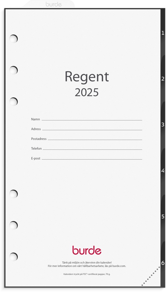 Kalender 2025 Regent grundsats