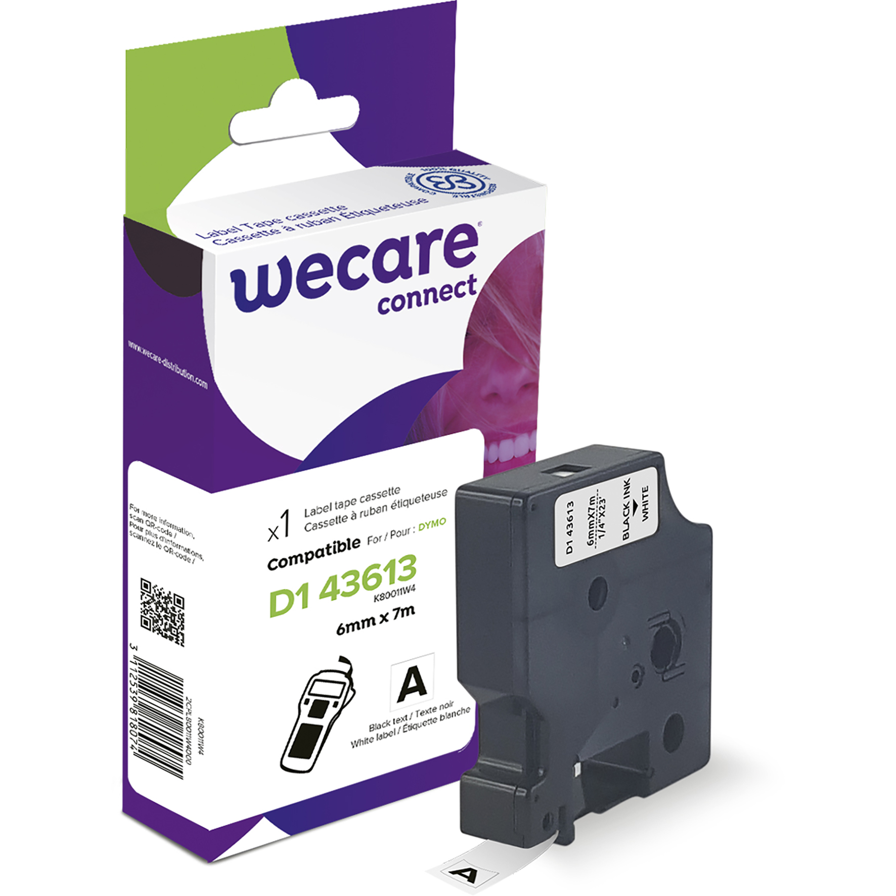 [8559064] Märkband Wecare D1 svart/vit 6mm