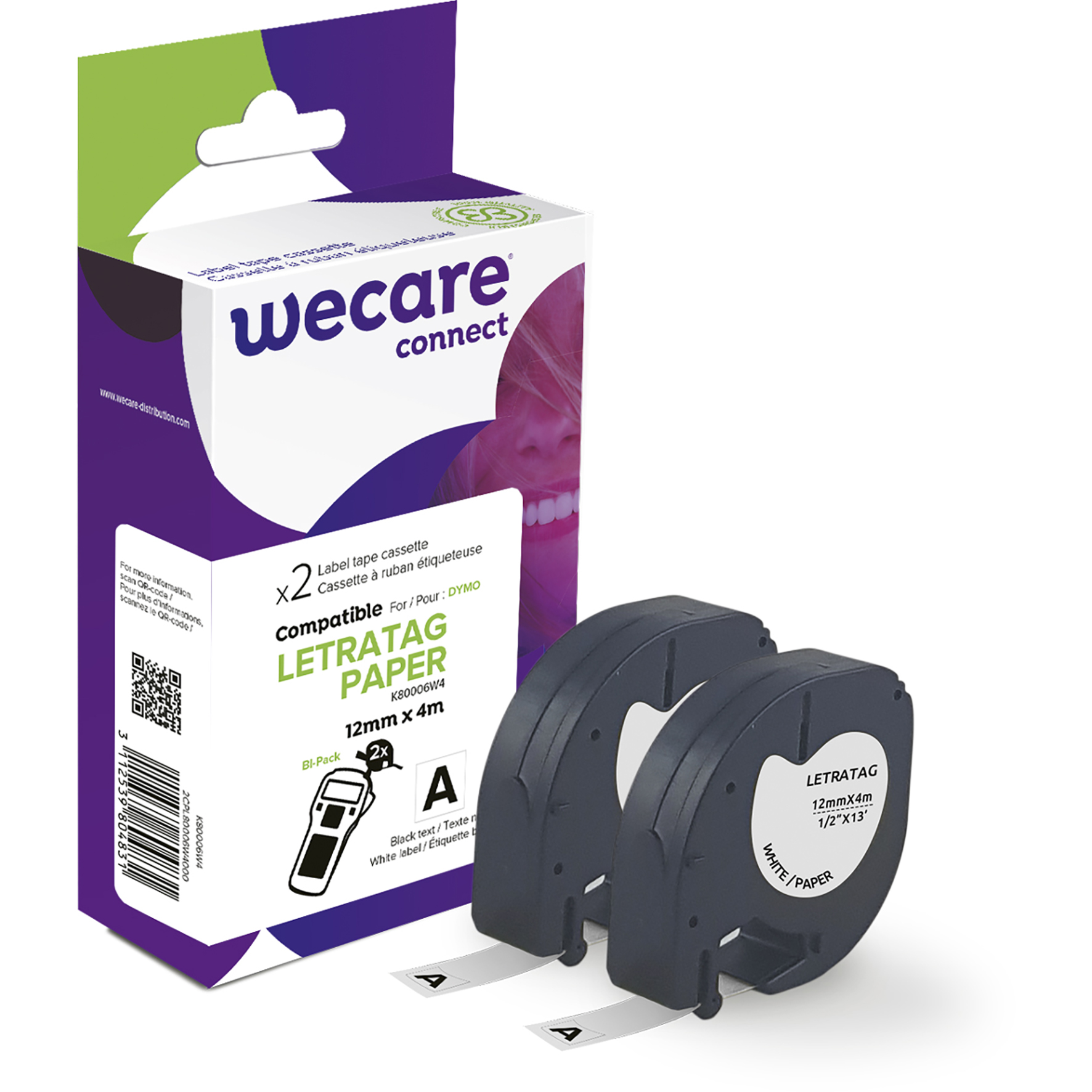 [8559059] Märkband Wecare papper vit 2-p