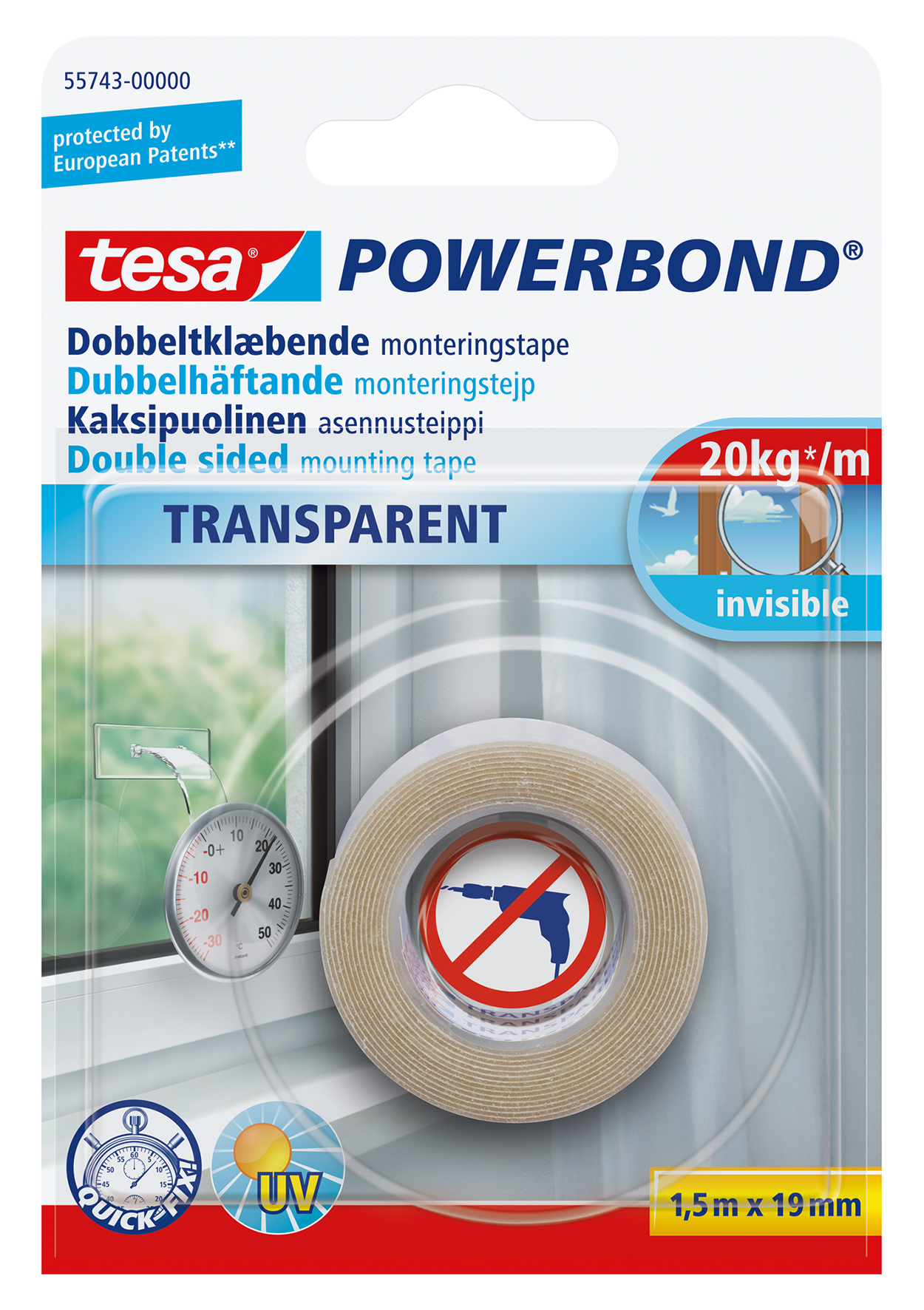 [2346824] Monteringstejp dubbelhäftande 1,5 m x 19mm transparent