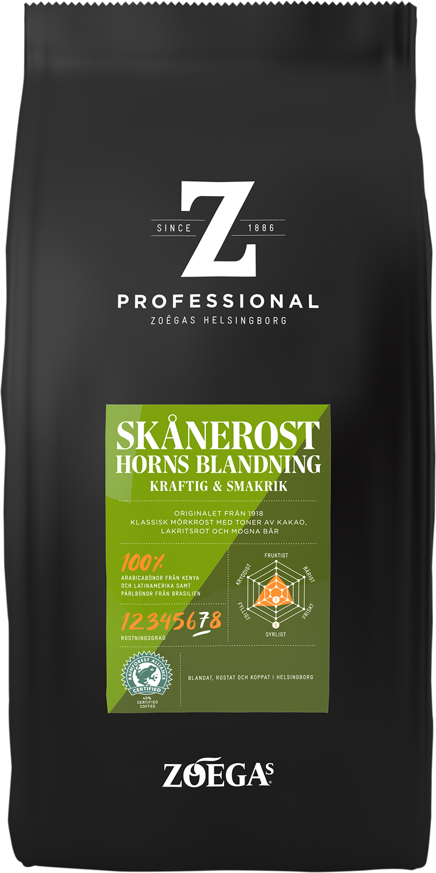 [2829576] Kaffe Zoégas Professional Skånerost Hornsblandning Hela Bönor 750 Gram