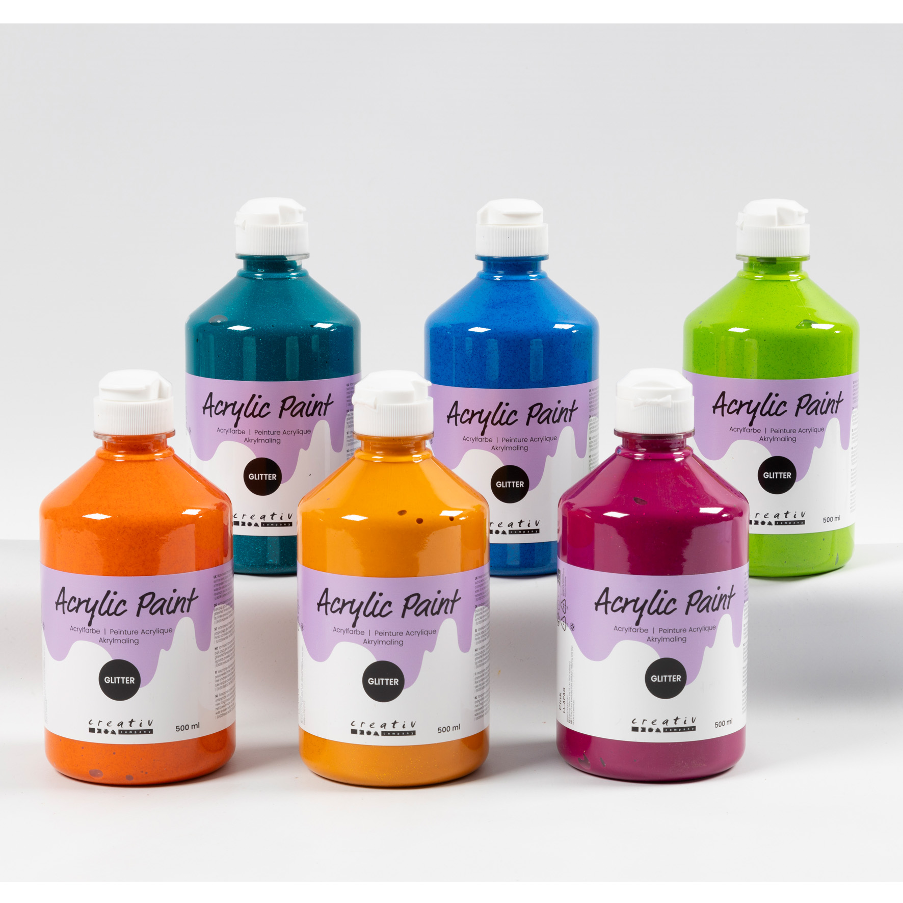 [8100308] Akrylfärg glitter mix 500ml 6f