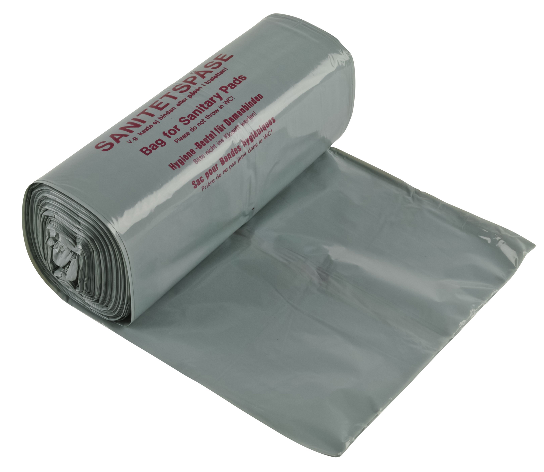 [2806490] Sanitetspåse plast grå 100pås/rulle, 10 rulle/krt