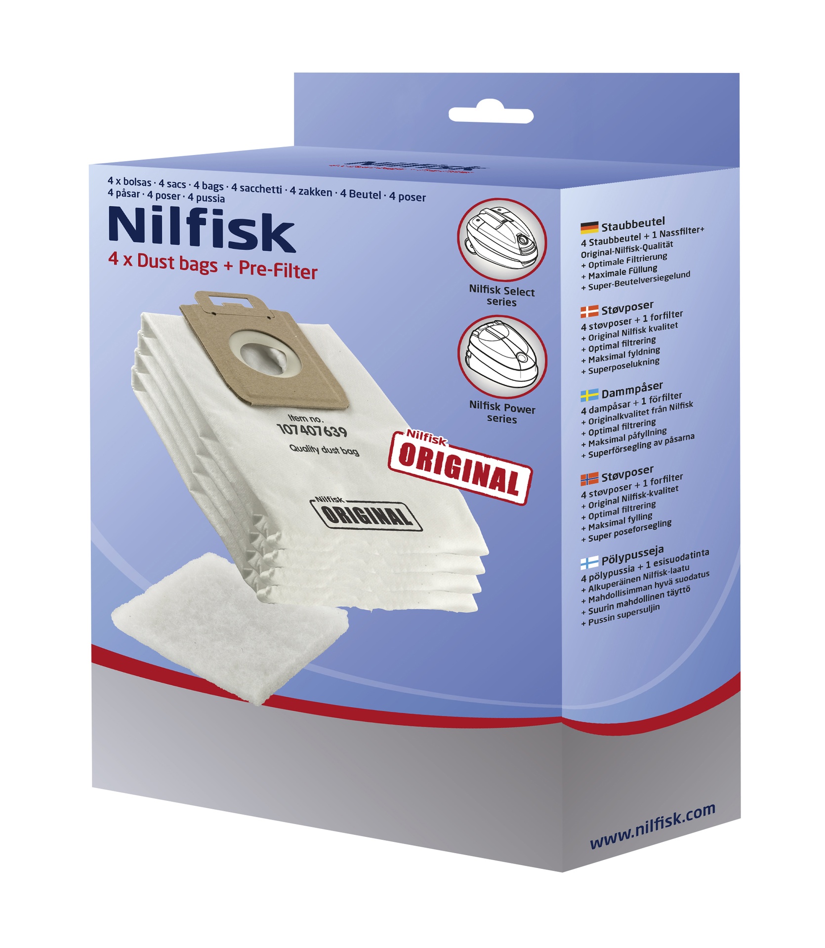 [2870538] Dammpåsar Nilfisk Select 4pack