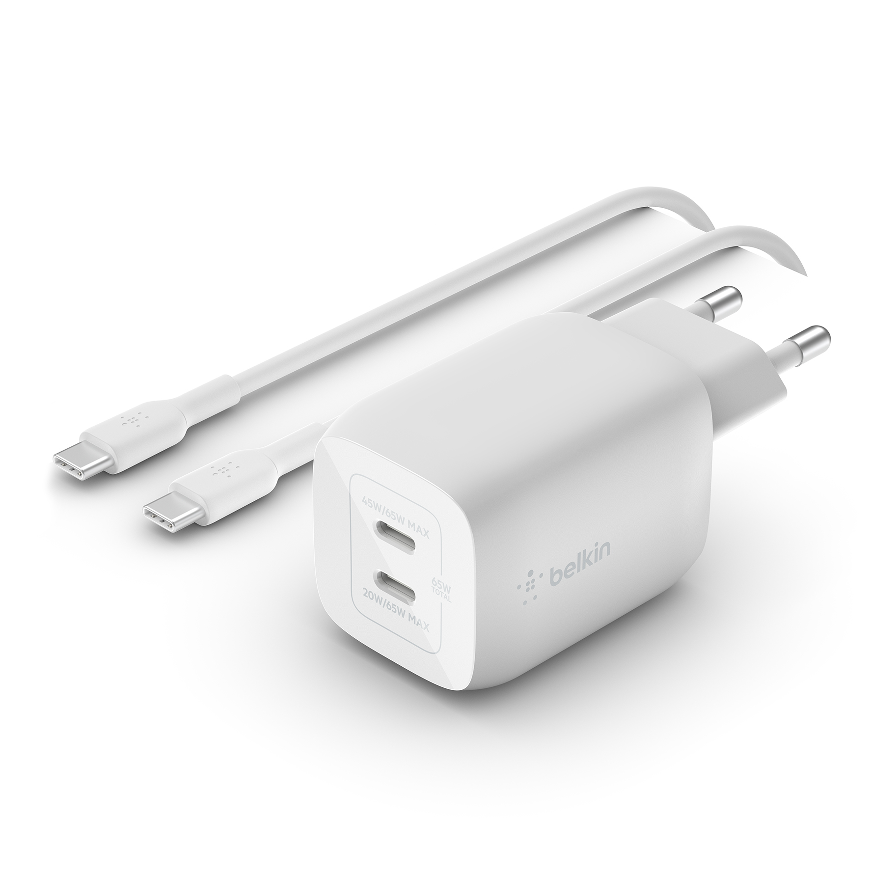 [8560724] Väggladd dual USB-C 65W 2m kab