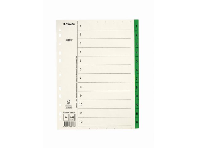 [W6207534] Pappregister Servo A4 1-12 grön flik