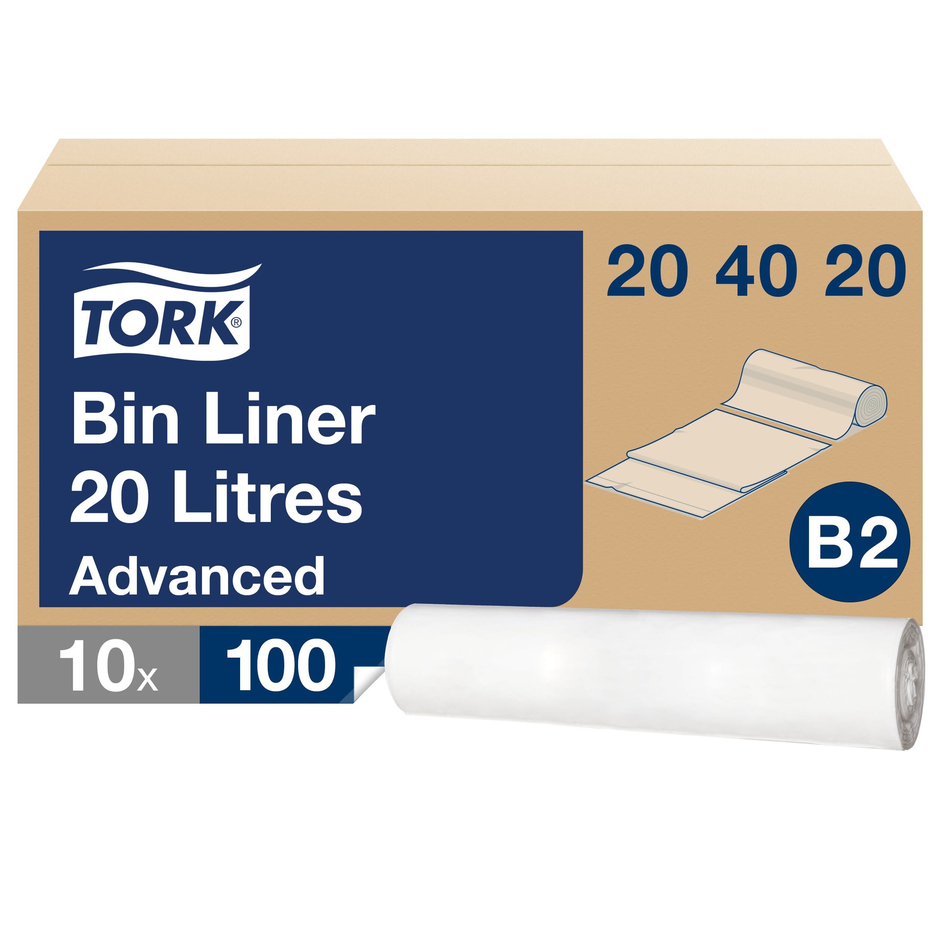 [8564180] Soppåse Tork 20L vit 100/rl