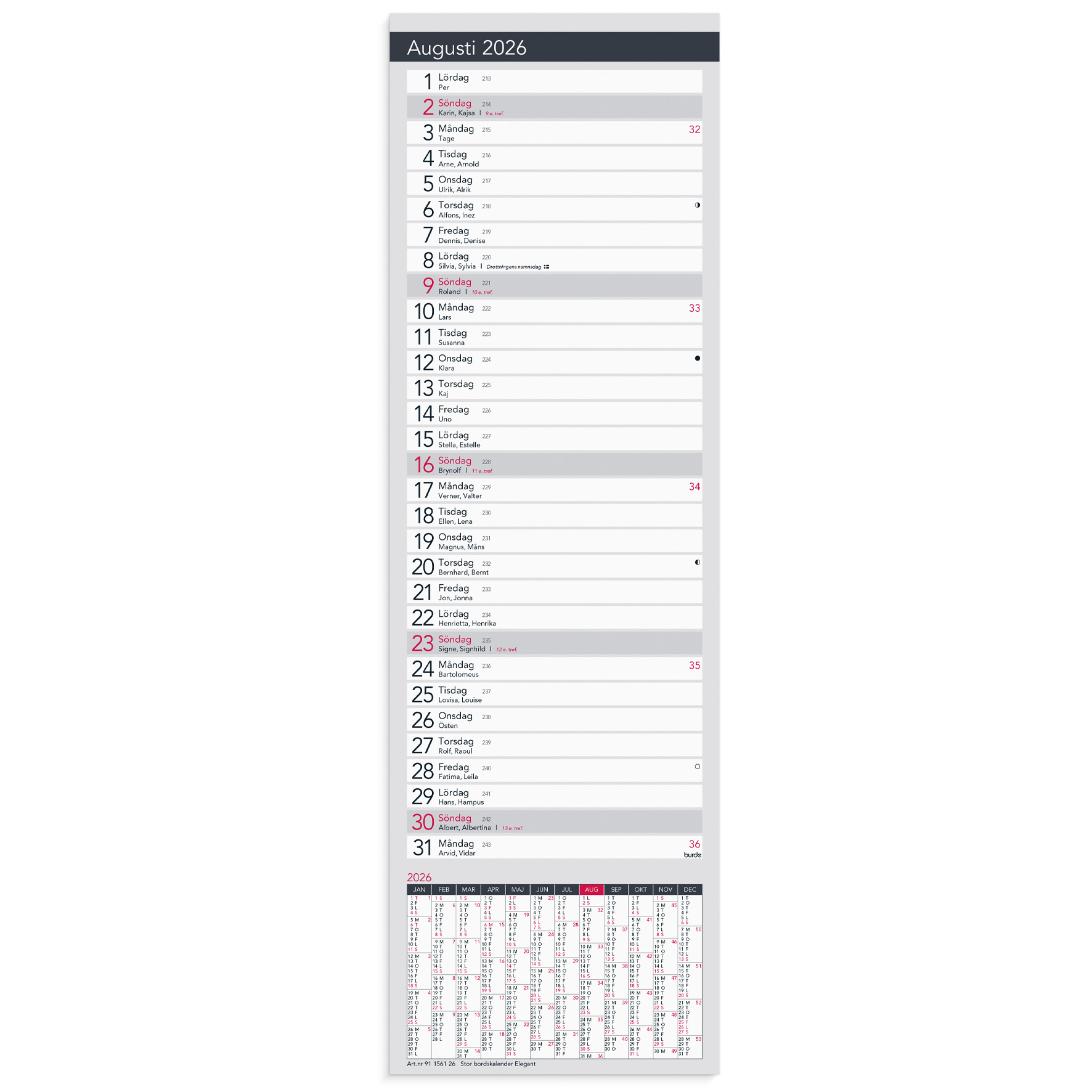 [61156126] Stor Bordskalender Elegant 26